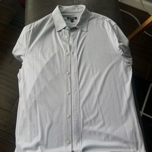 White Express Long Sleeve Collared Shirt